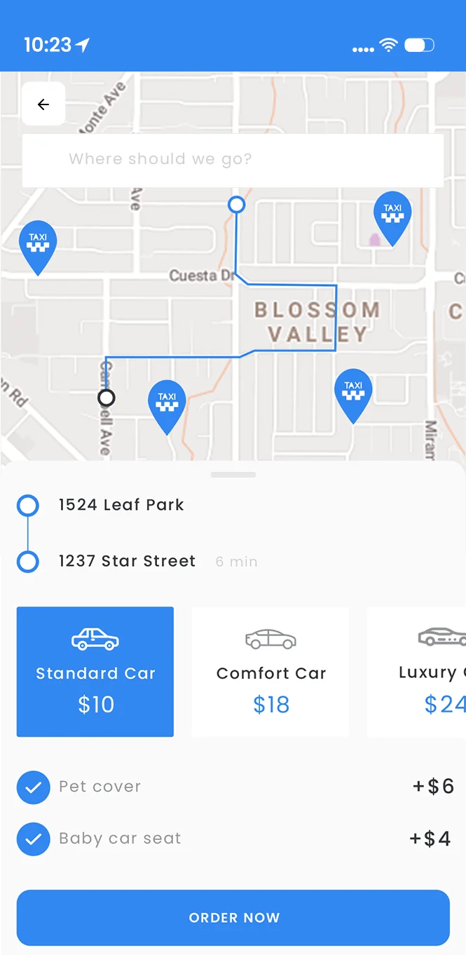Taxi Booking App Map
